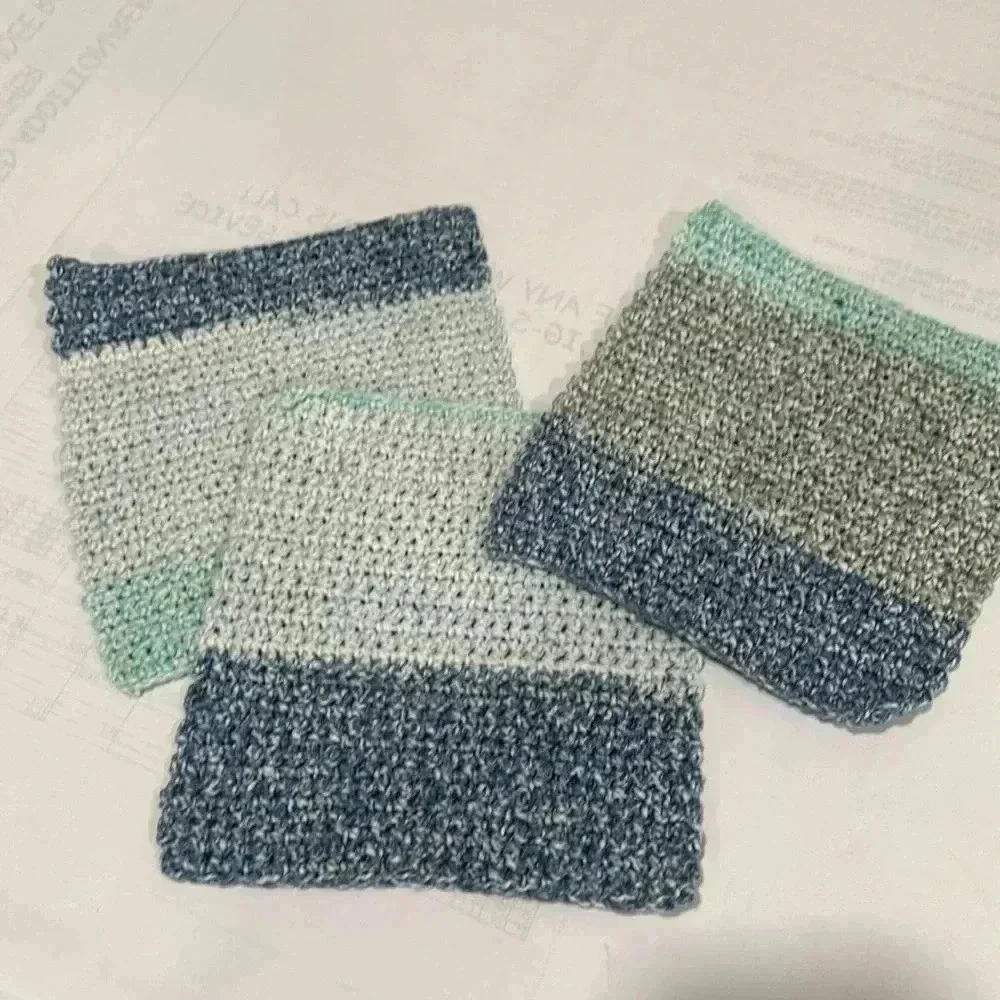 Hand Crocheted Washcloth/Dishcloth - Set of 3